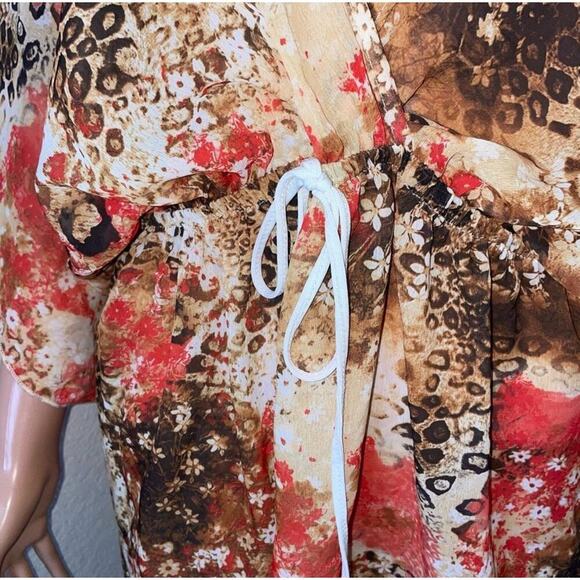 Charming Charlie orange & tan V-neck lightweight crossover babydoll style SZ 3X - Picture 8 of 8